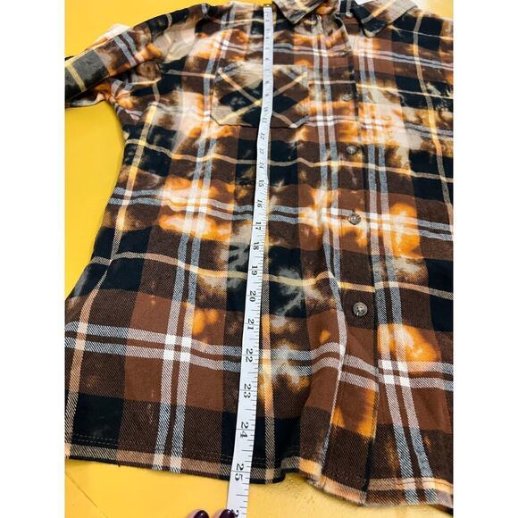 Originality La La Land America Land of the Free Bleach Dyed Plaid Flannel Shirt - Picture 8 of 8